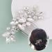 Bridal Bride Hair Accessories Alloy Leaf Hair Pin Wedding Hair Piece Rhinestone Pins for Women Mother of Bride Handmade Comb Silver Hair Accessories for Wedding and Party