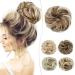 Silk-Co hair part with rubber band dutt with hair wavy soft dutt hair part with rubber band 55 g lured hair thickening hair extensions messy bun updos honey brown & bleaching blonde lured 55 g honey brown & bleach blonde