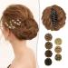 BARSDAR Claw Clip Messy Bun Hairpiece Clip in Hair Scrunchies Curly Synthetic Hair Bun Extensions for Women Ponytail Updo Hair Donut Chignon 30# Dark Auburn Blonde