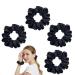 Ikadiya hair tie 4 pieces hair rings hair tie elastic hair bands ponytail hair tie scrunching satin for women and girls (black)