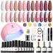Modelones Gel Nail Polish Kit with U V Light 48W Nail Dryer- 12 Colors Popular Nude Pink Neutral Gel Polish Set with Glossy & Matte Top Base Coat,Manicure Tools Kit,Nail Art Decorations DIY Salon Gift A-Pink, Brown