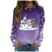 Women Xmas Pulli Top Santa Claus Pullover Pullover Blous Christmas Christmas Sweater Festive tops Long-sleeved Ugly moose printed T shirts sweatshirt 4-Purple 3XL