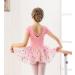 Girls Ballet Leotard - Hollow Crisscross Back, Short Sleeve Shiny Skirt - Size 6-7 Years - A-pink Rainbow - Buy Online on GoSupps.com