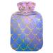 Colorful mermaid scales hot water bottle with cover heat bottles for pain relief hot water bag heating pocket for sports injuries 2 L