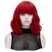 Red Wig with Bang | Qaccf Short Wavy Pelucas Shoulder Length Women Full Bang Realistic Halloween Synthetic Bob Girls Wig (Red)
