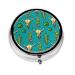 Cute Cactus and Skull of Bull Portable Round Pill Box - Lightweight and Moisture-Proof Perfect for Organizing Vitamins Cute Cactus and Skull of Bull One Size