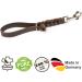 Premium Cognac Fat Leather Short Lead | 35 cm x 18 mm Chrome-Plated Dog Leash - International Shipping Available! - Buy Online on GoSupps.com