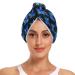 Blue Butterfly Black Hair Towel 2 Pack Super Absorbent Hair Drying Towel Quick Dry Hair Turbans Head Towel with Button Twisty Wrap for Women Girls