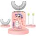 TSUNDERE L Toddler Toothbrush U Shaped, Kids U Shaped Toothbrush, Electric Toothbrush for Kids, 4 Brush Heads,Six Cleaning Modes, Cartoon Modeling Design for Kids, IPX7 Waterproof for Age 2-7 (Pink) 2-pink