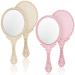 Jetec 2 Pieces Vintage Handheld Mirror Portable Embossed Flower Mirror Hand Held Decorative Mirrors Compact Mirror with Handle for Face Makeup Travel Personal Cosmetic Salon Mirror (Pink, Cream)