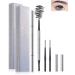 Eyebrow Pencil with Spoolie Brush- 4Pcs Professional Micro 1.5mm Tip Brow Pencil with Dual Ends Kit Longwearing Waterproof Sweat-proof Eye Brow Pencil Black Eyebrow Makeup Pencils for Women-01Black 01 Black