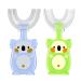 Children U-shaped toothbrush 2 pieces of children's toothbrush and shape 360 degrees toothbrush for the whole mouth silicone children's toothbrush and form 2-4 years (blue + green)