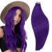 RUNATURE Colored Hair Extensions Tape in Purple Hair Extensions Seamless PU Tape in Extensions Natural Hair Colored Highlight Party Hair Extensions 18 Inch 25g 10pcs 18 Inch Tape #Purple