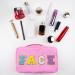 Nylon Waterproof Preppy Makeup Bag - Girls Chenille Letter Travel Organizer Pouch for Toiletries & Cosmetics, Pink-Face - Buy Online on GoSupps.com