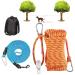 Dog Tie Out Cable -OZHOMY 75ft Portable Dog Run Trolley System with 10FT Runner Lead Reflective Dog Lead for Yard Camping Parks Outdoor for Large Medium Dogs up to 300lbs (Orange & Blue) 75ft with 10ft Runner Lead Orange