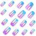 24 Pieces Short Blue Purple Gradient Press On Acrylic Nails - Ballerina Artificial Fingernails for Women & Girls - Perfect Nail Art Manicure - Buy Online on GoSupps.com