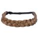 Bobiya 2 strands synthetic hair brings headband classic chunky braided braids elastic stretch toupet for women-girl beauty addition (medium brown)