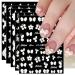 JMEOWIO 6 Sheets 3D Embossed Flower Butterfly Nail Art Stickers Decals Self-Adhesive 5D Spring White Floral Nail Supplies Nail Art Design Decoration Accessories
