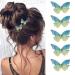Bartosi Butterfly Hair Clips Small Realistic 3D Green Handmade 90s Hair Clip Barrette Butterfly Snap Hairpin Wedding Decorative Hair Pins Hair Accessories for Women and Girls (Pack of 5) Blue 2
