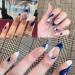 Sankki Almond French Tip Press on Nails - 24Pcs Blue White Abstract Design | Medium Length Nude False Nails for Women and Girls - Buy Online on GoSupps.com