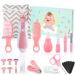 Baby Grooming Kit, 28 in 1 Newborn Nursery Healthcare Set with Baby Electric Nail Trimmer Set, Baby Comb, Brush, Nasal Aspirator, Nail Clippers Set for Newborn Infant Toddlers Shower Gifts - Pink
