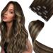LAAVOO clip in real hair Extensions Balayage Brown Extensions Real Hair Clip Dark Brown Ombre Caramelblond 45cm Remy Hair extension Real hair clip in Glatt 70 gram 5 piece #4/27/4 45cm-70g 3.1 #4/27/4