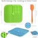 Q Line Licky Mats for Dogs - 2 Pack Slow Feeder with Strong Suction Cups - Soothes Anxiety Promotes Dental Health - Includes Spatula & Brush - Perfect for Bathing Grooming Training (Blue Green) - Buy Online on GoSupps.com