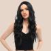 Fine Long Corrugated Black Wig for Women | Medium Part Curly Wavy Synthetic Hair Wig - 60 cm for Daily & Party Use - Buy Online on GoSupps.com