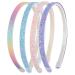 WLLHYF Glitter Headband 4pcs Plastic Sparkly Cute Non Slip Chunky Hairbands Thick Bling Confetti Rainbow Hair Bands with Teeth Little Girls Colorful Hair Accessories solid color stars
