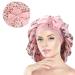 Arqumi Satin Sleeping Bonnet Adjustable Large Satin Sleep Cap Hair Bonnet Butterfly Pattern Pink L