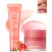 LYSdefeu Moisturising Lip Balm & Lip Mask Set Hydrating Lip Glowy Balm and Lip Sleeping Mask Lip Treatment Lip Care for Whitening Lip Wrinkles Gift Set for Women Grapefruit Set 03 #Grapefruit