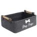 Geyecete Dog Toys Storage Bins - with Wooden Handle, Collapsible Pet Supplies Storage Basket Pet Supplies Storage Basket/Bin Kids Toy Chest Storage Trunk Wooden handle Gray