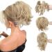 CJL HAIR Claw Clip Short Ponytail Hair Extensions Bendable Metals Messy Bun Hair piece Wavy Curly Fake Hairpieces (Dirty Blonde Straight) Dirty Blonde Straight