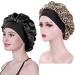 AliLeader 2Pcs Silk Hair Bonnet for Sleeping - Black+Leopard | Soft Satin Sleep Cap for Curly Hair - Buy Online on GoSupps.com
