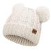 Baby Girls Bobble Hat - Toddler Winter Beanie Hats Kids Warm Knitted Beanies Double Pom Pom Hats Bonnet Cap for Children Boys Girls 1-6Y One Size White