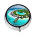 Maldives Sceneryround Pill Box 3 Compartments Round Pill Box Organizer for Purse Or Pocket &*Portable Travel Pill Box