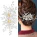 Alloy Leaf and Pearl Embellished Bridal Hair Side Comb: Vintage Flower Wedding Hair Accessory Non-Slip Decoration - Buy Online on GoSupps.com