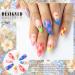 Medium Almond French Tip Uranian Press on Nails - Red Blue False Nails with Cute Lattice Flower Designs - 24pcs Full Cover Glue On Nails (Style J) - Buy Online on GoSupps.com