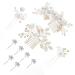 White Bridal Hairdressing Set 4 Pieces with 6 White Hair Pins Wedding Accessories Bridal Hair Pin Combs Floral Hair Pins Jewelry