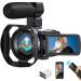 SPRANDOM Camcorder 4K Video Camera 56MP 30FPS WiFi Vlogging Camera Camcorders with Microphone 3.0 HD Touch Screen Vlog Camera for YouTube with IR Night Vision and Remote Control black