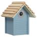 Navaris Wooden Bird House - Garden Nesting Box for Small Birds - Pine Wood Birdhouse - Real Wood Nester Cabin for Robins Blue Tits Sparrows - Blue