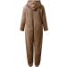 Cozy Teddy Fleece Jumpsuit for Girls | Haiorziyou Plush Winter Pajamas - Fluffy Onesie with Hood - Soft Zipper Sleep Overall - XXL Khaki - Buy Online on GoSupps.com