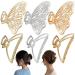 6 Packs Large Metal Hair Claw Clips Butterfly Lady Thick Hair Catch Barrette Non-slip Hair Jaw Clamp Clips Styling Fashion Accessories for Women Girls Bright&Matte Gold&Silver Triangle