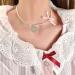 OralGos Camellia Heart Pendant Choker - Adjustable Pearls Clavicle Chain with Bow | Stylish Feminine Rose Necklace - Shop Internationally - Buy Online on GoSupps.com