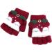 Kids Puppy Flip Top Gloves | Short Knitted Half Finger Gloves for Toddlers 3-8 Yrs - Elk/Red - Buy Online on GoSupps.com