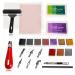 Patioer 18 Pcs Rubber Stamp Making Kit Block Print Tool Set Linoleum Cutter with 6 Type Blades, Tracing Paper, Rainbow Ink Pad, Pink Rubber Carving Block, Brayer Roller for Stamp Carving Crafts