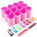 Hair Curlers,Hair Rollers,Hair Curlers Spiral Curls,Hair Curlers No Heat,Hair Curlers Rollers,2 Practical Size 24 Pcs Heatless Hair Curlers with 24Pcs Hair Clips 1 Comb Pink-universal size