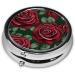 Red Rose Round Pill Box - 3 Compartment Mini Organizer for Travel & Vitamins | Portable Decorative Pill Case - Buy Online on GoSupps.com