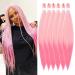 Pre-Stretched Braiding Hair 26 Inch 6packs Braiding Hair for Braids Yaki Texture Crochet Hair Box Braids Hot Water Setting synthetic braiding hair extensions (26 inch 613-pink#) 66cm-26 inches (6 Pack) 613-pink#