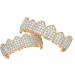 Hip Hop Teeth Grillz Iced Out CZ Vampire Grills Top & Bottom Tooth Set Halloween Cosplay Party Tooth Rapper Gift Gold upper teeth - Buy Online on GoSupps.com